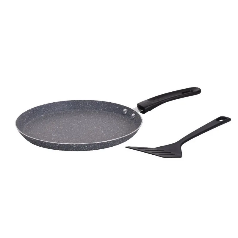 Τηγάνι για τηγανίτες με σπάτουλα Oliver Voltz OV51322H26S, 26cm, μαρμάρινο φινίρισμα, επαγωγή, γκρι