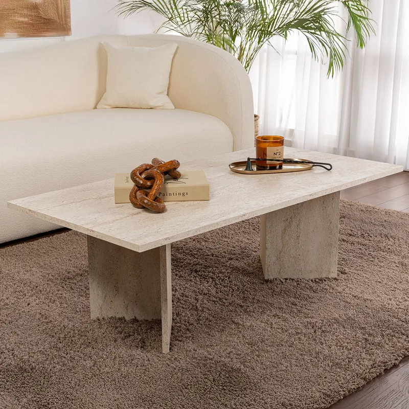 Τραπέζι Σαλονιού Sabin - Travertine 909Nrd1116 (119x40x60)
