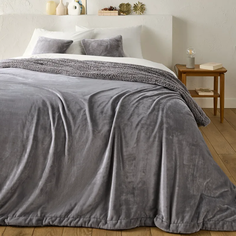 Κάλυμμα κρεβατιού από φλις και sherpa 180x230 cm
