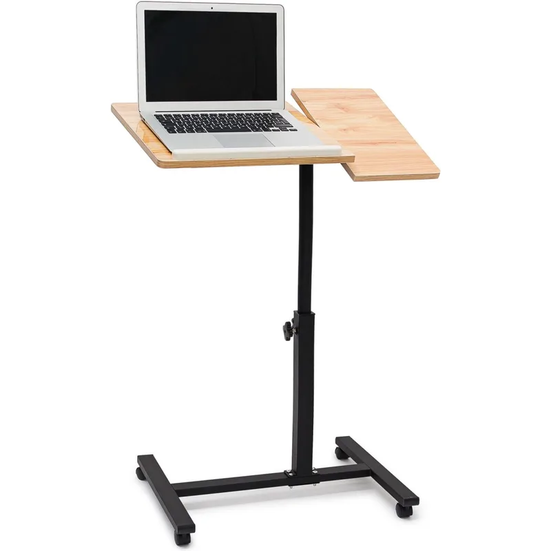 Βάση Στήριξης Relaxdays για Laptop Ρυθμιζόμενη με Ροδάκια & Βάση Ποντικιού 95 x 60 x 40.5 cm - Light Brown / Black (10019333_48)