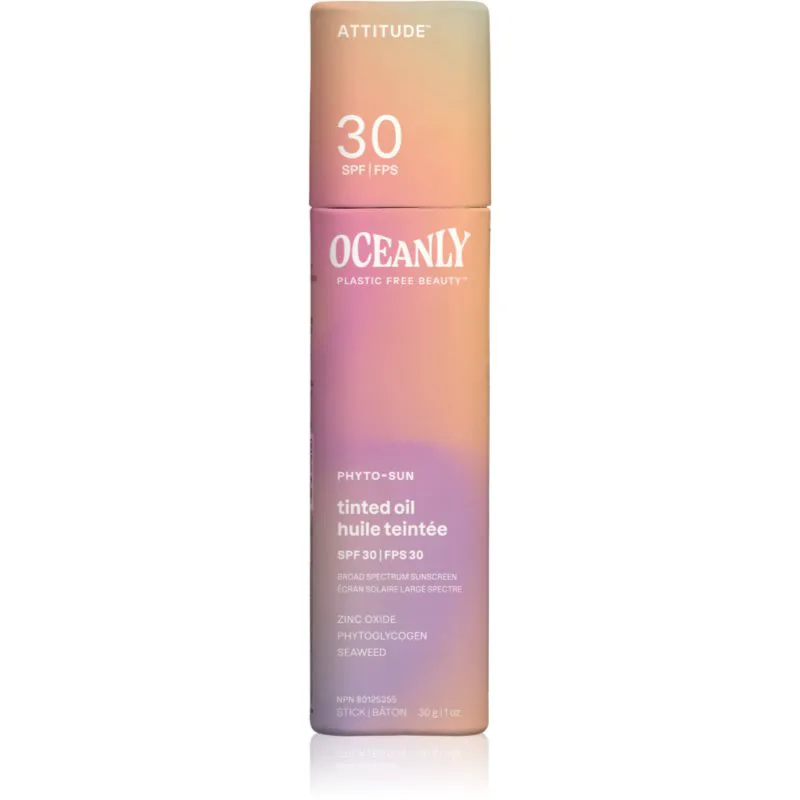 Attitude Oceanly Plastic Free Beauty θρεπτικό λάδι για ενοποίηση τόνου της απόχρωσης δέρματος SPF 30 30 γρ