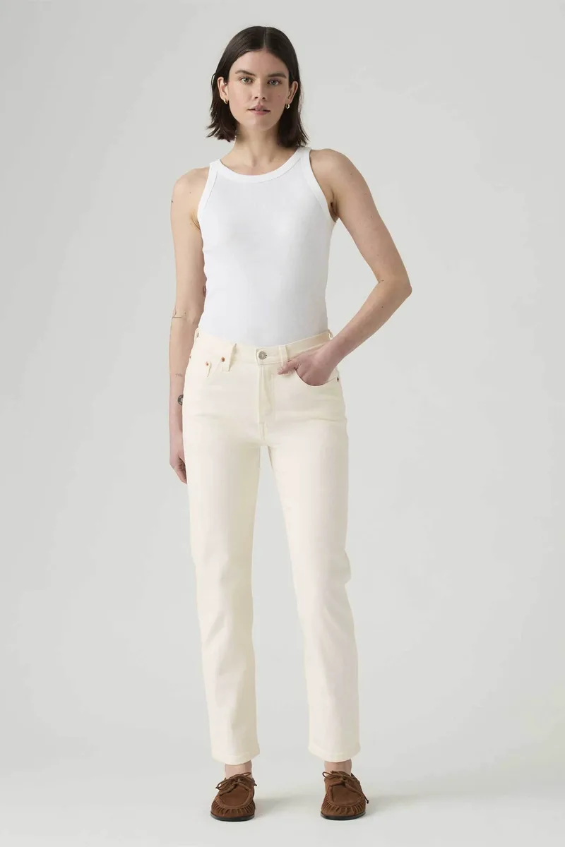 Levi's® γυναικείο τζιν παντελόνι ψηλόμεσο πεντάτσεπο cropped Straight Fit "501®" - 362000374 Λευκό
