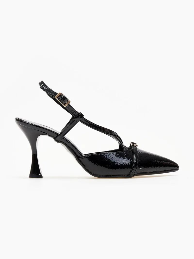 TFP Patent Slingback Pumps - 794 - Black