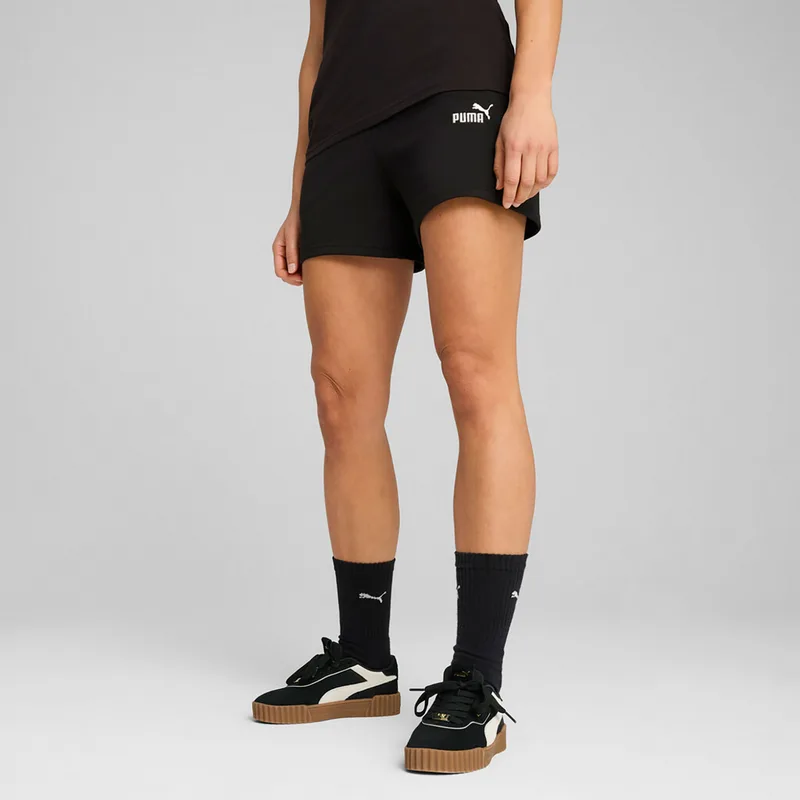 PUMA ESSENTIALS SMALL NO. 1 LOGO 5'' HIGH-WAIST SHORTS ΜΑΥΡΟ