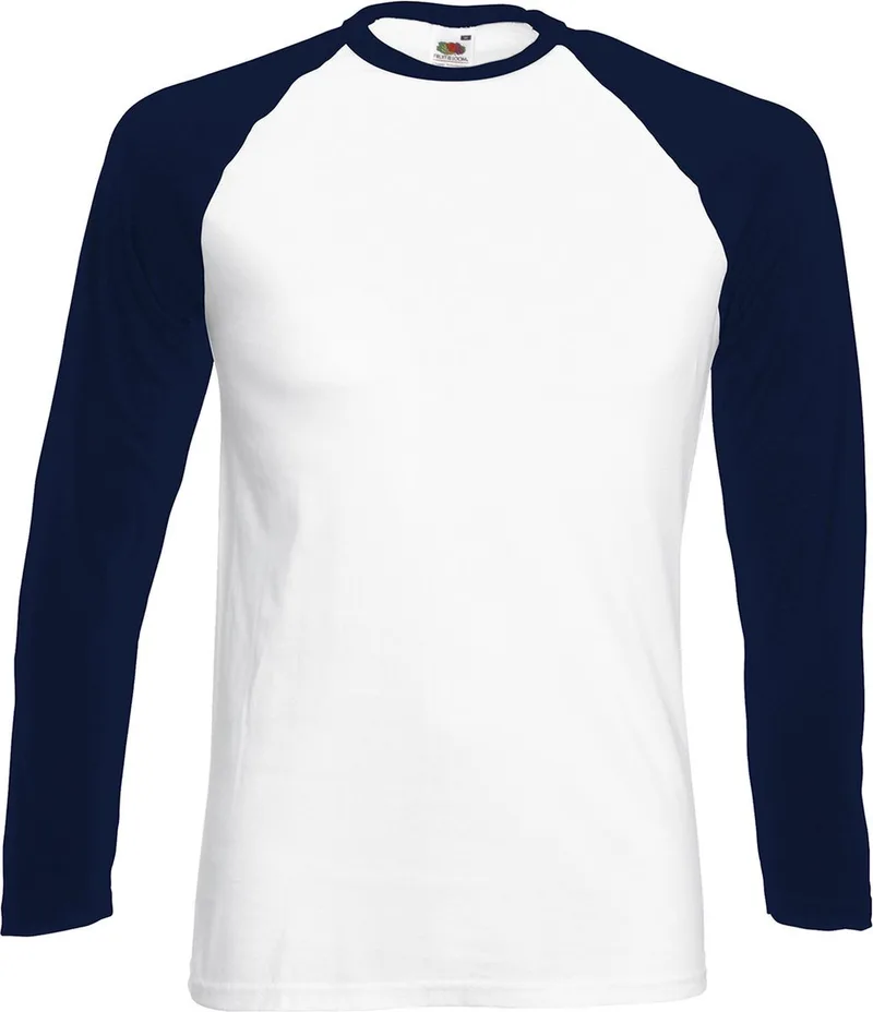 Μακρυμάνικο Baseball T-Shirt Fruit of the Loom 61-028-0 White/Deep Navy