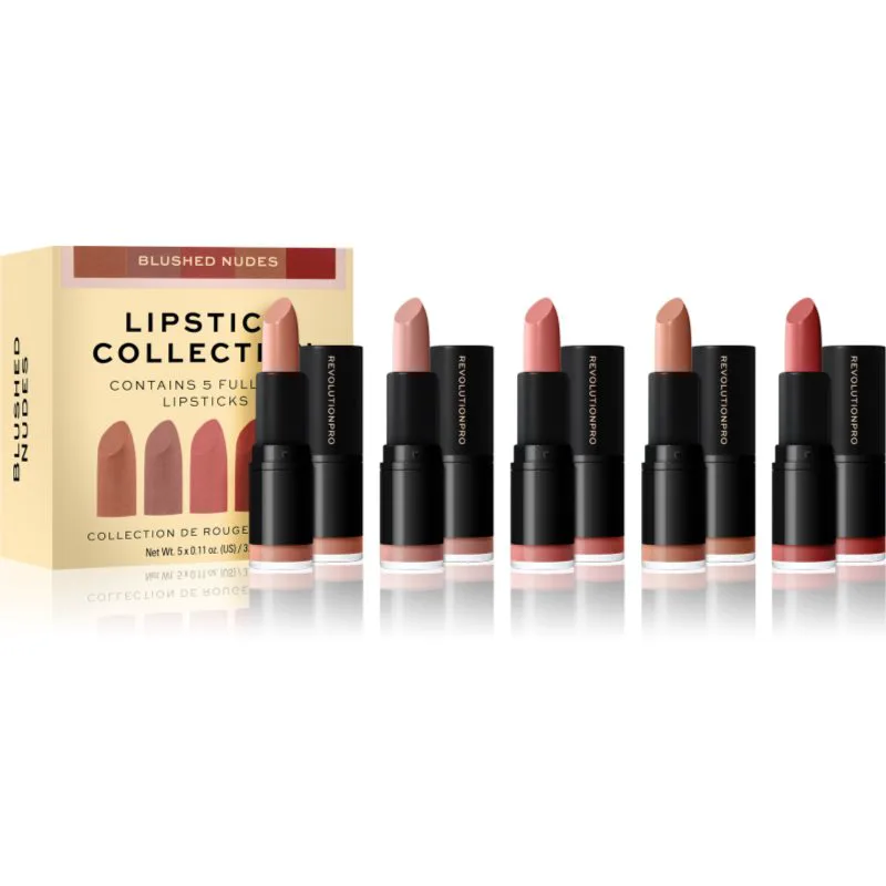 Revolution PRO Lipstick Collection σατέν κραγιόν σετ δώρου απόχρωση Blushed Nudes 5x3,2 γρ