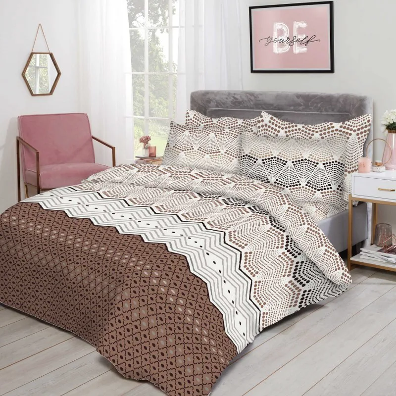 Σετ Σεντόνια Polycotton Υπέρδιπλα 220x240εκ. Εμπριμέ Cafe 24home (Τύπος κατωσέντονου: Χωρίς Λάστιχο, Ύφασμα: 50% Cotton-50% Polyester, Χρώμα: Καφέ, Μέγεθος: Υπέρδιπλα) - 24home.gr - 24-cafe