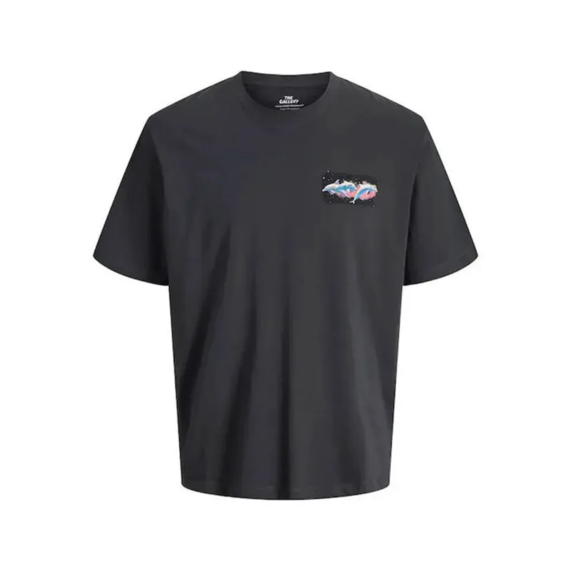 Jack & Jones "Airbrush Backprint" T-shirt σε Plus fit γραμμή,με μεταξοτυπία στο στήθος και την πλάτη - Asphalt Grey