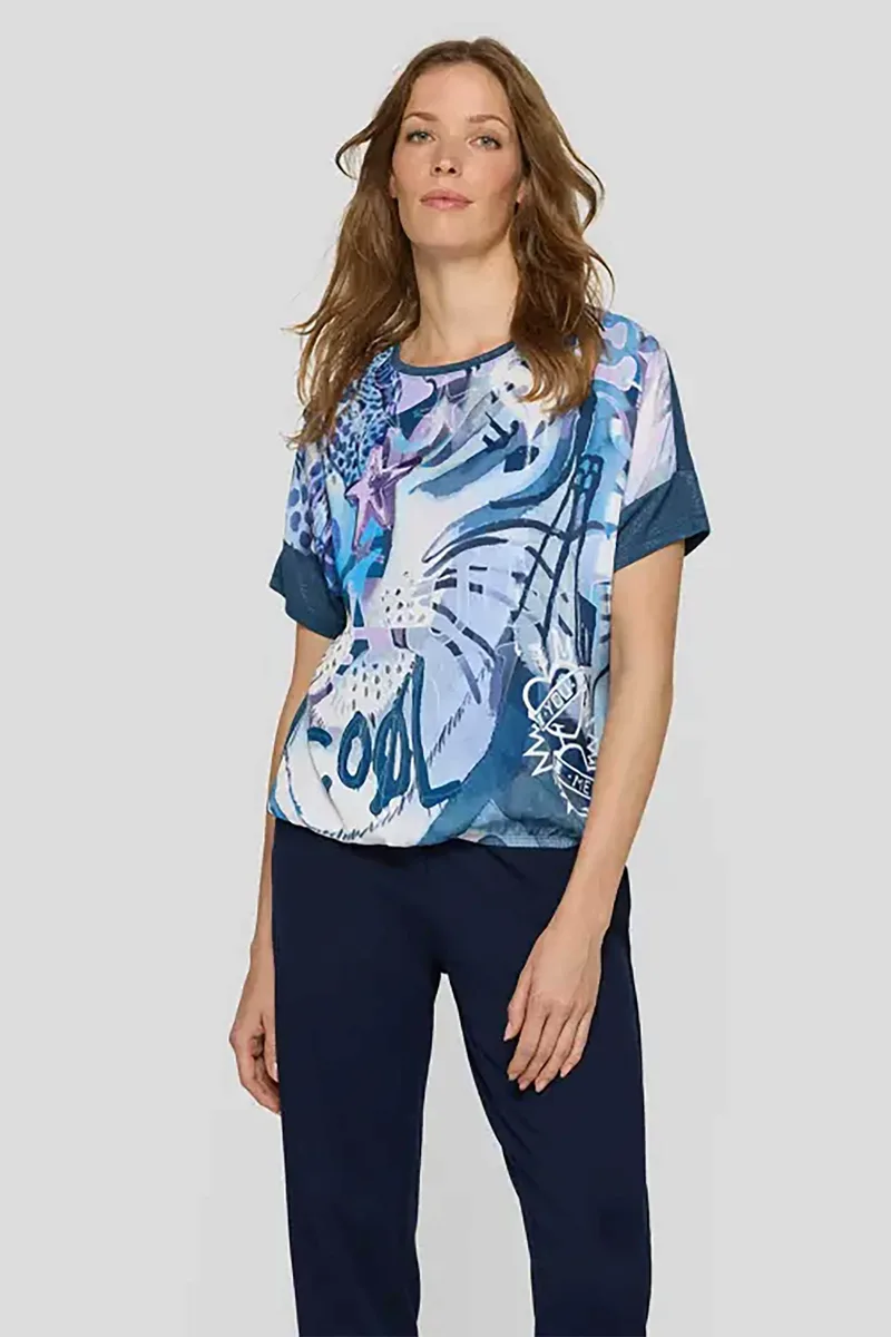 Rabe γυναικείο T-shirt με print και lettering - 56-114356 Μπλε