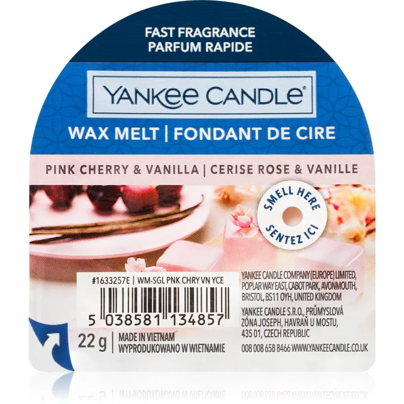 Yankee Candle Ροζ Cherry & Vanilla κερί για αρωματική λάμπα 22 γρ