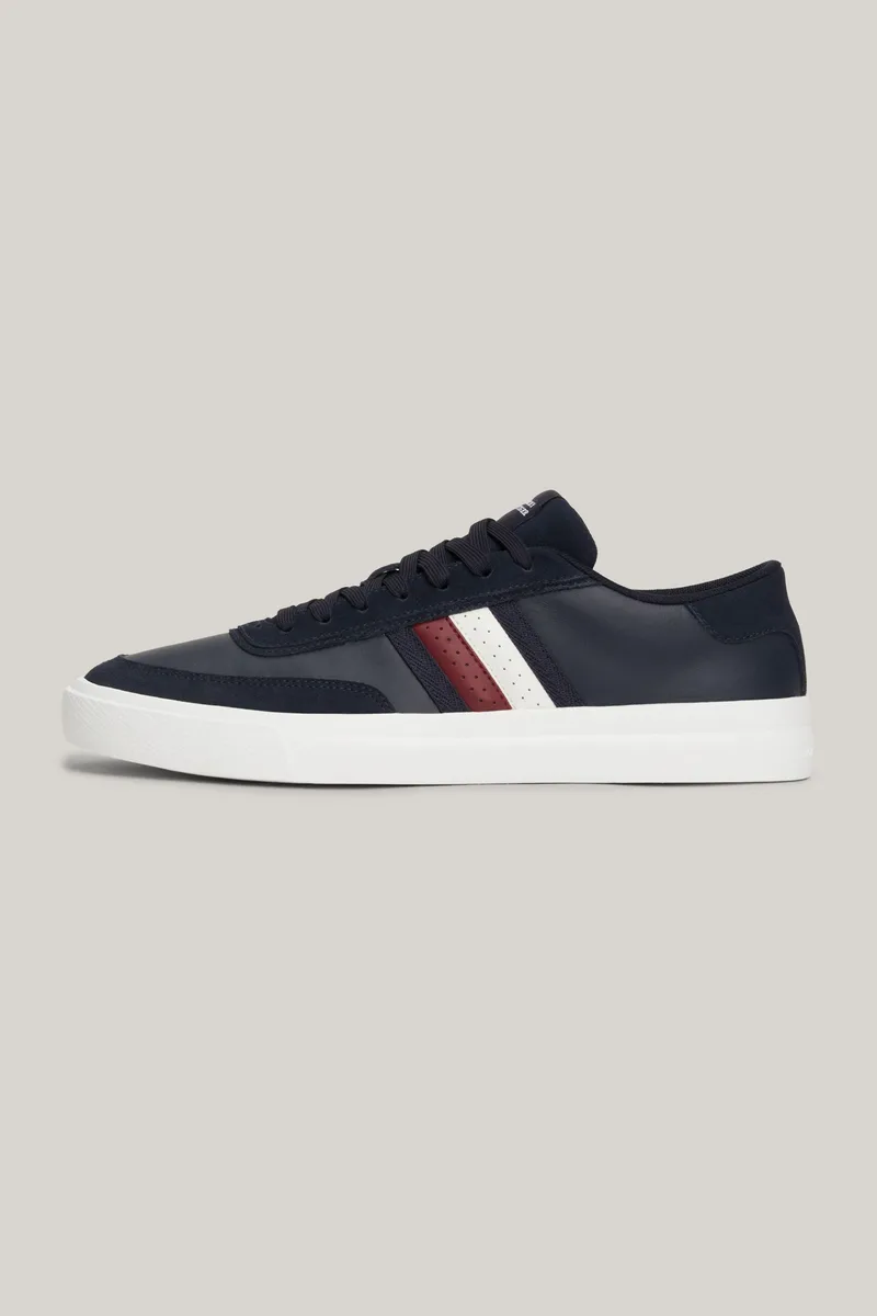Tommy Hilfiger ανδρικά δερμάτινα sneakers με signature logo - FM0FM04975 Μπλε Σκούρο