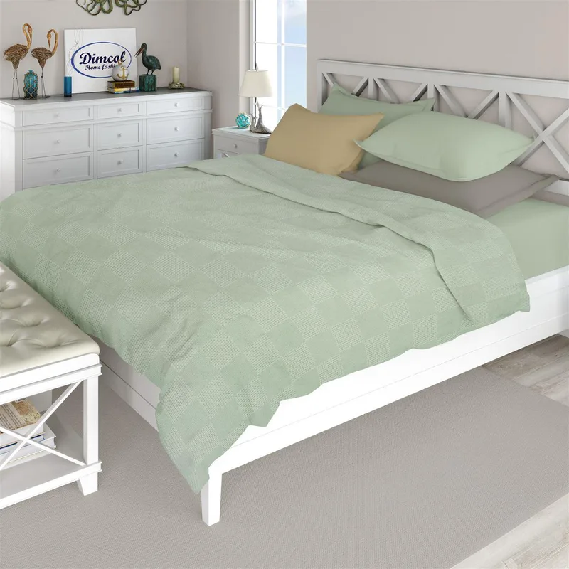 Κουβέρτα Πικέ Βαμβακερή King 240x250εκ. Φυστικί DimCol (Ύφασμα: Βαμβάκι 100%, Χρώμα: Φυστικί, Μέγεθος: King Size) - DimCol - 33122670007