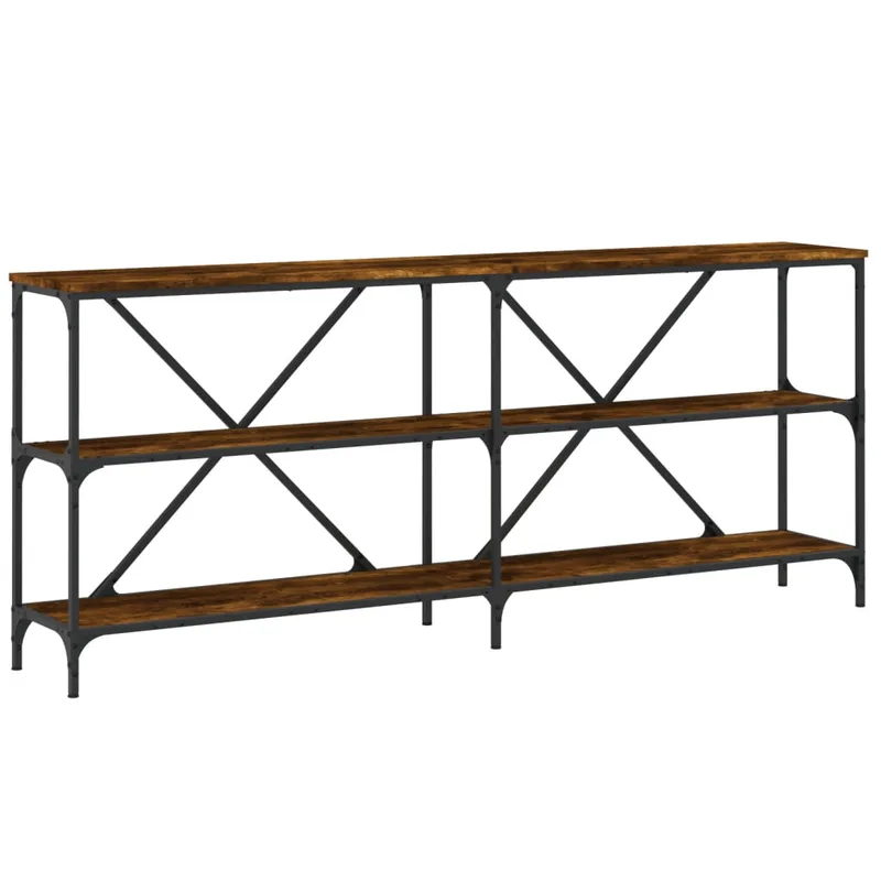 vidaXL Τραπέζι Κονσόλα Καπνιστή Δρυς 180x30x75 εκ. Επεξ. Ξύλο/Σίδηρος