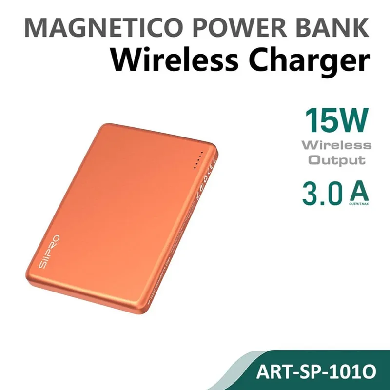 Siipro Ultra Thin Magnetic MagSafe PowerBank 5000mAh Πορτοκαλί