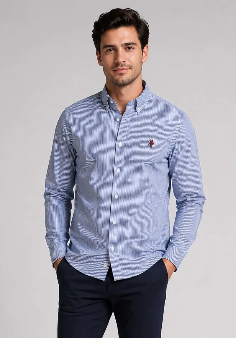 U.S. Polo Assn. Πουκάμισο James - 87346 51077 773 Blue White