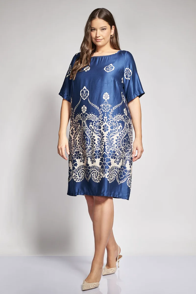 Occasion Φόρεμα Satin Viscose με Έθνικ Μπορντούρα