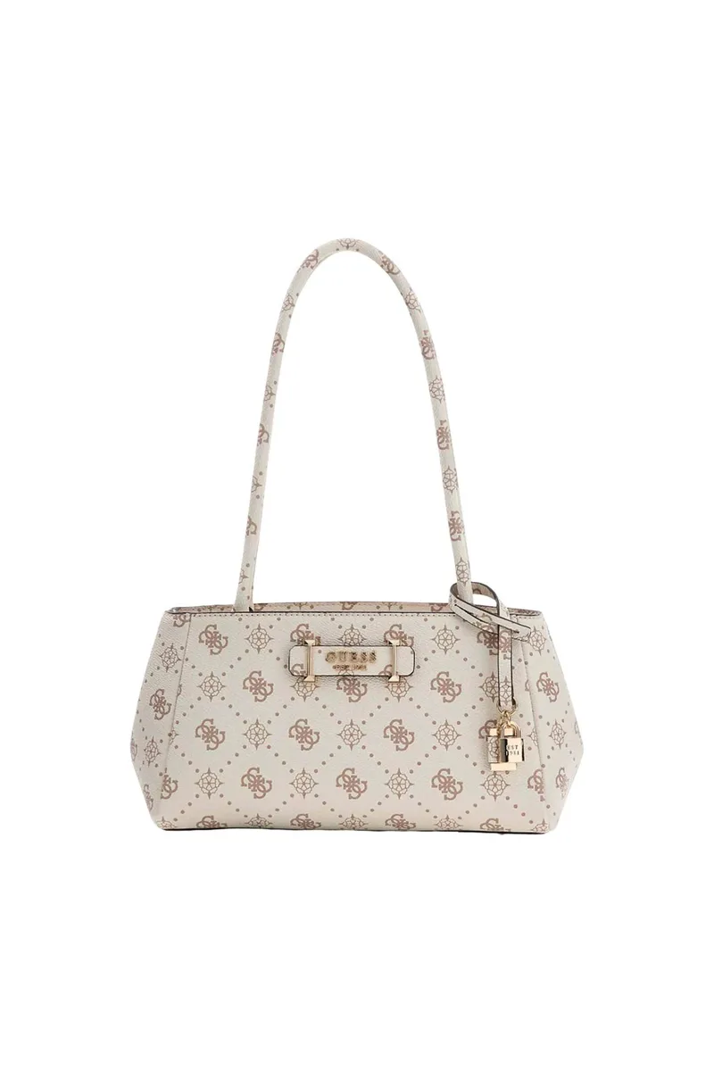 Guess γυναικεία τσάντα ώμου με all-over logo print "Carrie" - HWGP9898080 Κρέμ