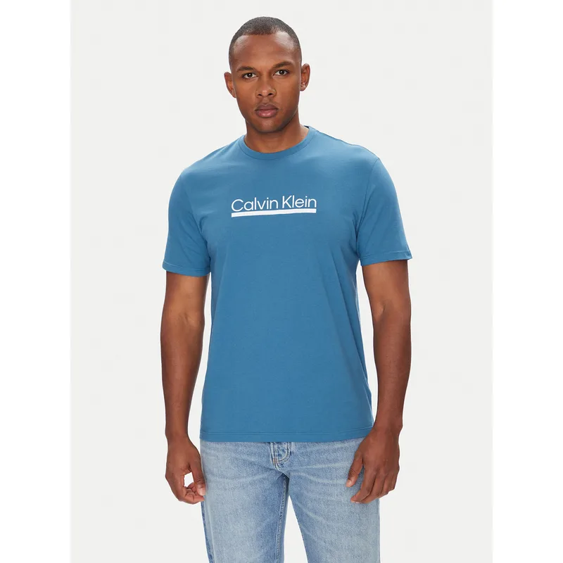 Calvin Klein T-Shirt Outline Tape Graphic LV04RC852G Μπλε Regular Fit
