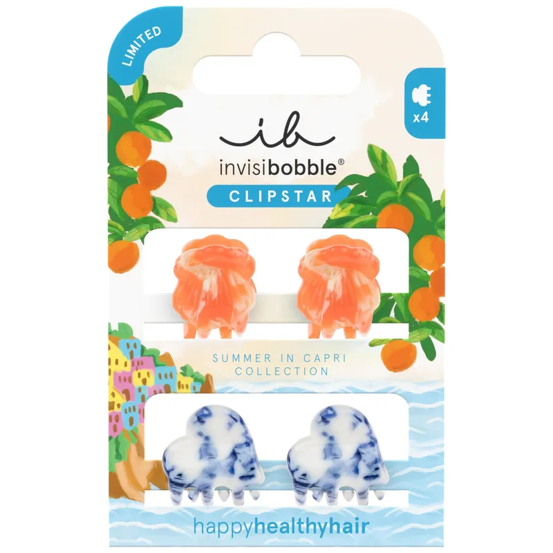 Invisibobble Clipstar Mediterranean Minis Κλιπ για Λεπτά & Κανονικά Μαλλιά​​​​​​​ 4 Τεμάχια