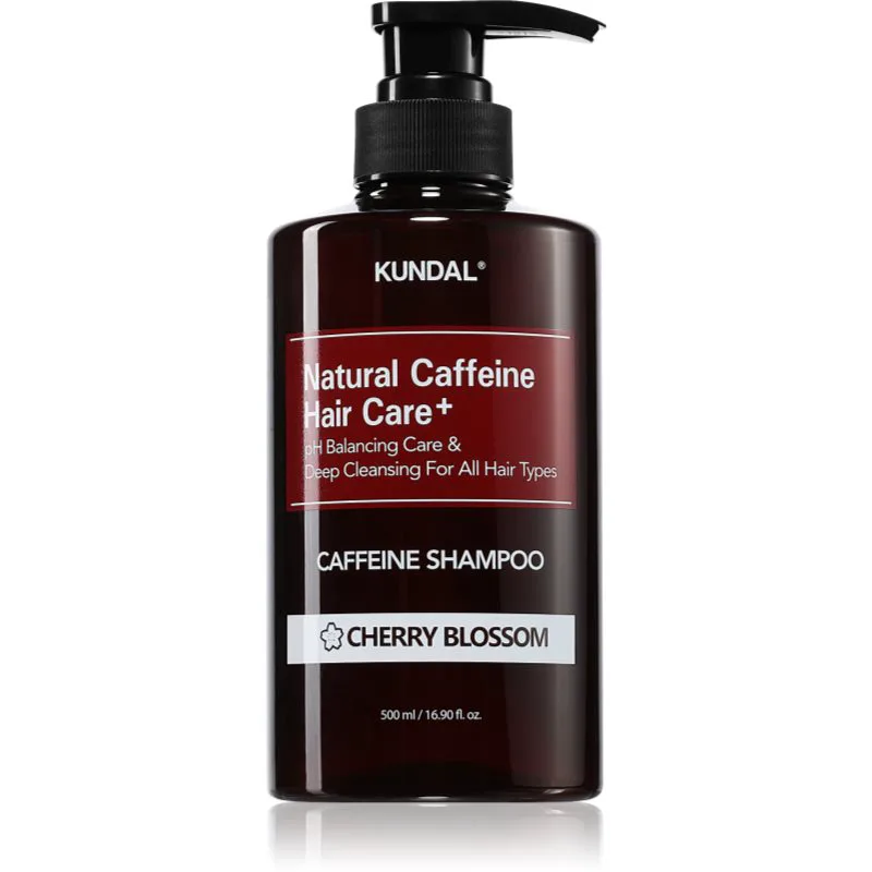 KUNDAL Caffeine Shampoo Cherry Blossom φυσικό σαμπουάν ενάντια στη τριχόπτωση 500 ml