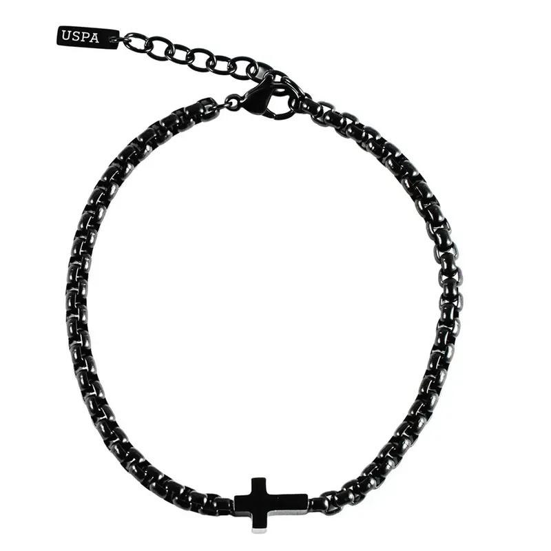 Ανδρικό βραχιόλι με σταυρό U.S POLO Black Stainless Steel JW9306BR JW9306BR Ατσάλι