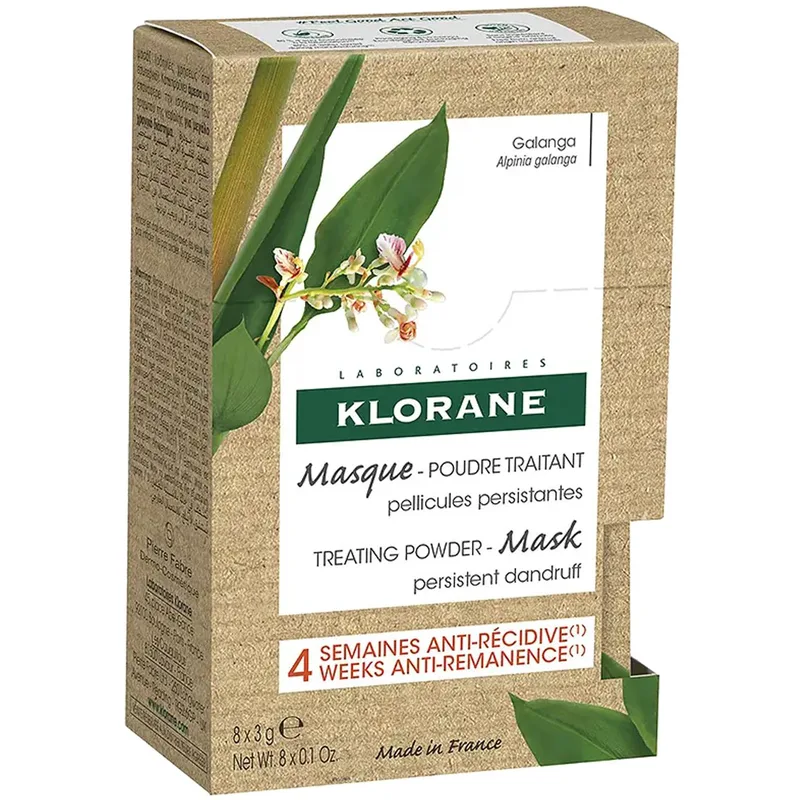 Klorane Galangal Treating Powder Hair Mask Μάσκα Μαλλιών σε Μορφή Πούδρας Κατά Της Επίμονης Πιτυρίδας 8 Sachets