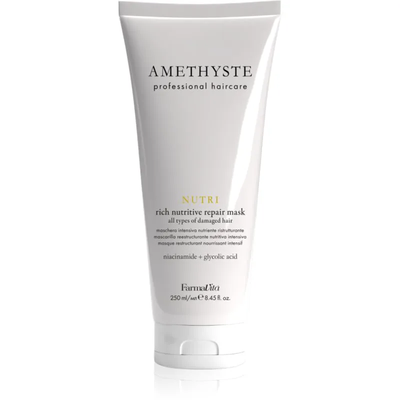 FarmaVita Amethyste Nutri βαθιά αποκατστατική μάσκα για κατεστραμμένα, χημικά επεξεργασμένα μαλλιά 250 ml