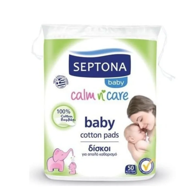 Septona Baby Calm n' Care Cotton Pads Δίσκοι για Απαλό Καθαρισμό 50τεμ