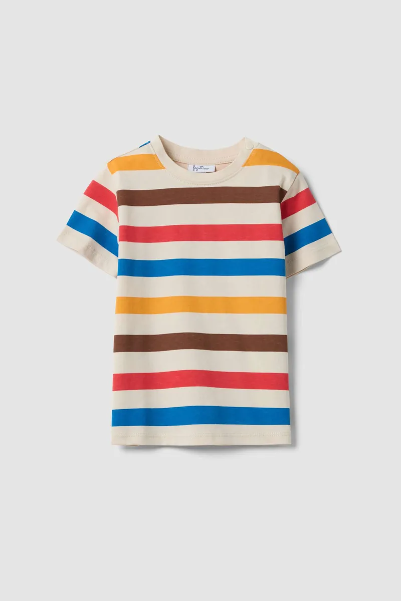 OVS βρεφικό T-shirt με ριγέ σχέδιο Regular Fit - 002690018 Μπεζ