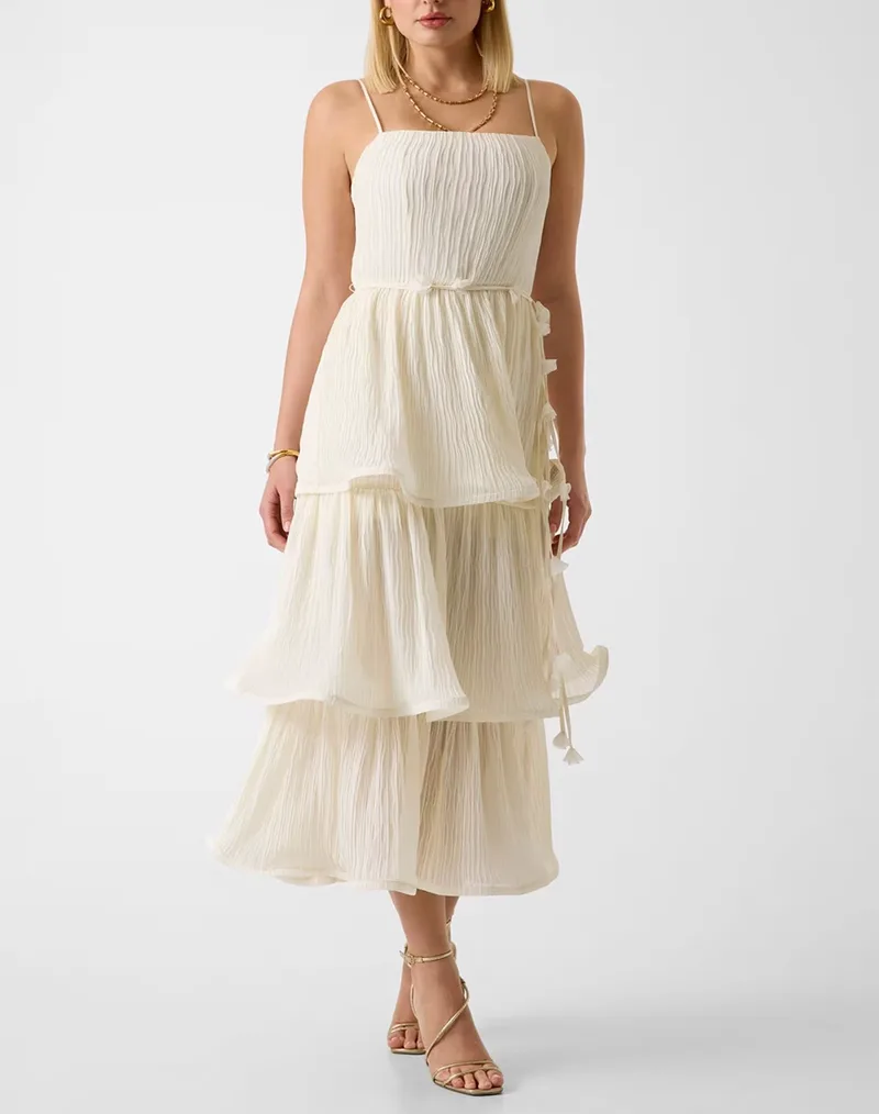 GUESS SL ALESSIA TIERED DRESS ΦΟΡΕΜΑ ΓΥΝΑΙΚΕΙΟ W6GKAGW2584-G1O6 OffWhite