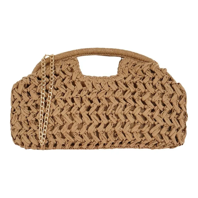 Exe Bags Γυναικεία Τσάντα Φάκελος Clutches Χειρός 700-118 Καμηλό Ψάθα W6700118966M