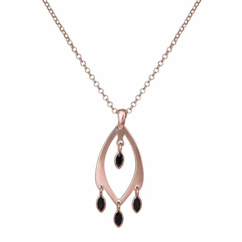 Γυναικείο ροζ κολιέ 925 black oval ζιργκόν 034912 034912 Ασήμι