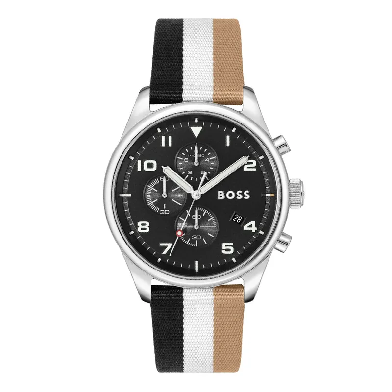 BOSS Multi-colour Nylon Black Dial Chronograph Men’s Watch 1514062