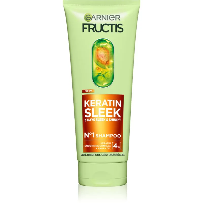 Garnier Fructis Keratin Sleek σαμπουάν για ξηρά και εύθραυστα μαλλιά 200 ml