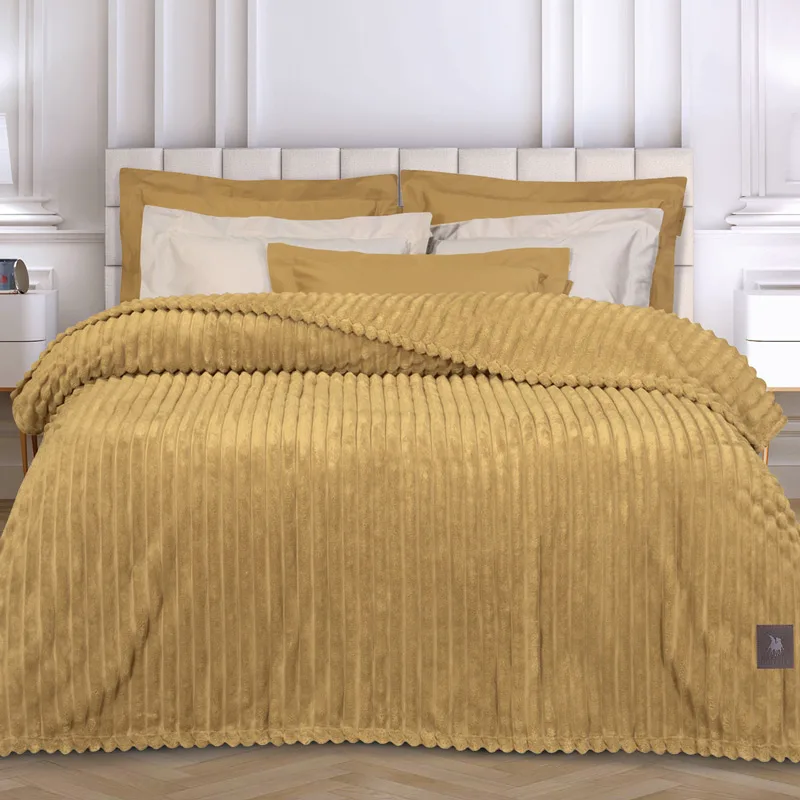 Κουβέρτα Fleece Υπέρδιπλη 220x240 Greenwich Polo Essential 3488 Ochre 220x240
