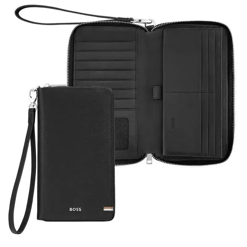 BOSS Πορτοφόλι Ταξιδίου από δέρμα Black HLL521A