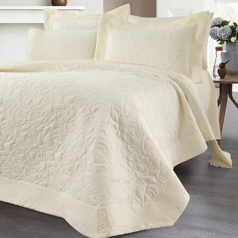 Beauty Home Σετ κουβερλί υπέρδιπλο Rose Art 12500 230x250 Εκρού