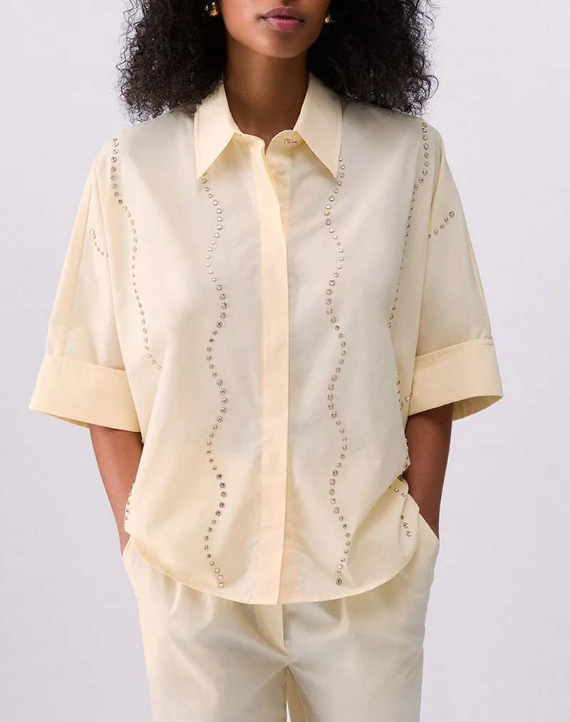 LIU JO BLACK_CA6C54_ECS CAMICIA C/RICAMO ΠΟΥΚΑΜΙΣΟ ΓΥΝΑΙΚΕΙΟ CA6345TS246-P9640 LightYellow