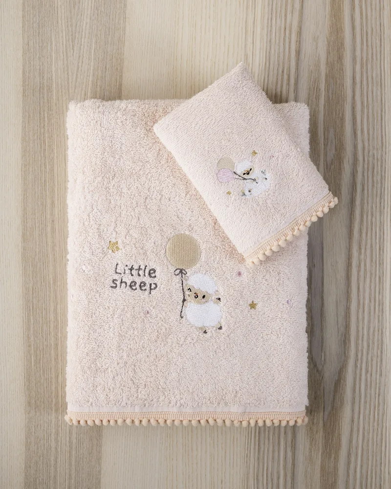 Σετ Πετσέτες 2 Τεμαχίων Nima Little Sheep Ροζ 30x50,70x140