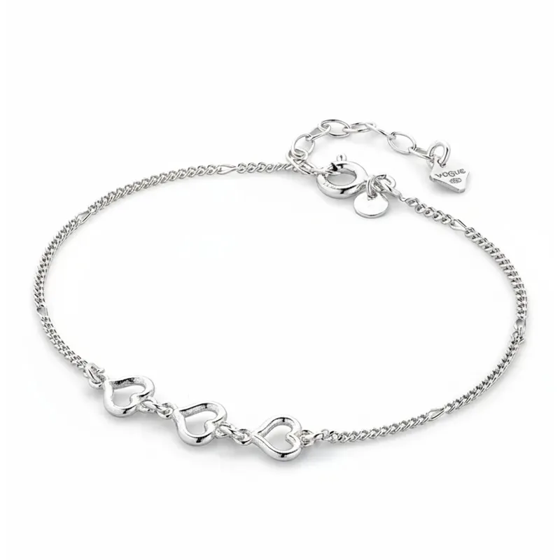 Ασημένιο βραχιόλι Vogue 925 με τρεις καρδιές 4618303 4618303 Ασήμι