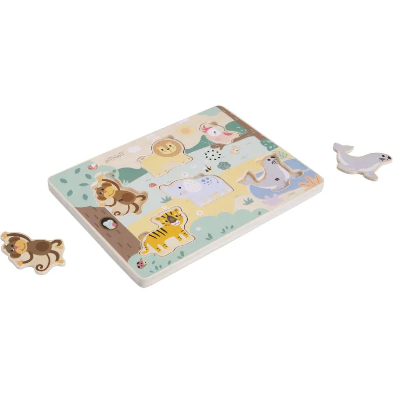 eliNeli Sound Puzzle Animals παζλ δραστηριοτήτων από ξύλο 18m+ 7 τμχ