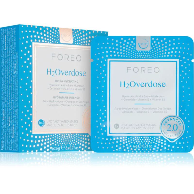 FOREO UFO™ H2Overdose ενυδατική μάσκα προσώπου 6 τμχ