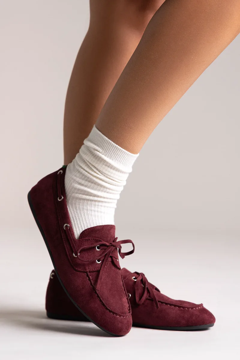 ERYNN Σουέντ μοκασίνια με φιόγκο - 333-319 - Bordeaux Suede