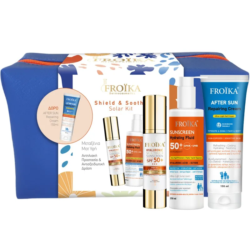 Froika Promo Hyaluronic Silk Touch Sunscreen Spf50+, 50ml & Sunscreen Hydrating Fluid Spf50+, 250ml & Δώρο After Sun Repairing Cream 150ml & Δώρο Μπλε Νεσεσέρ 1 Τεμάχιο