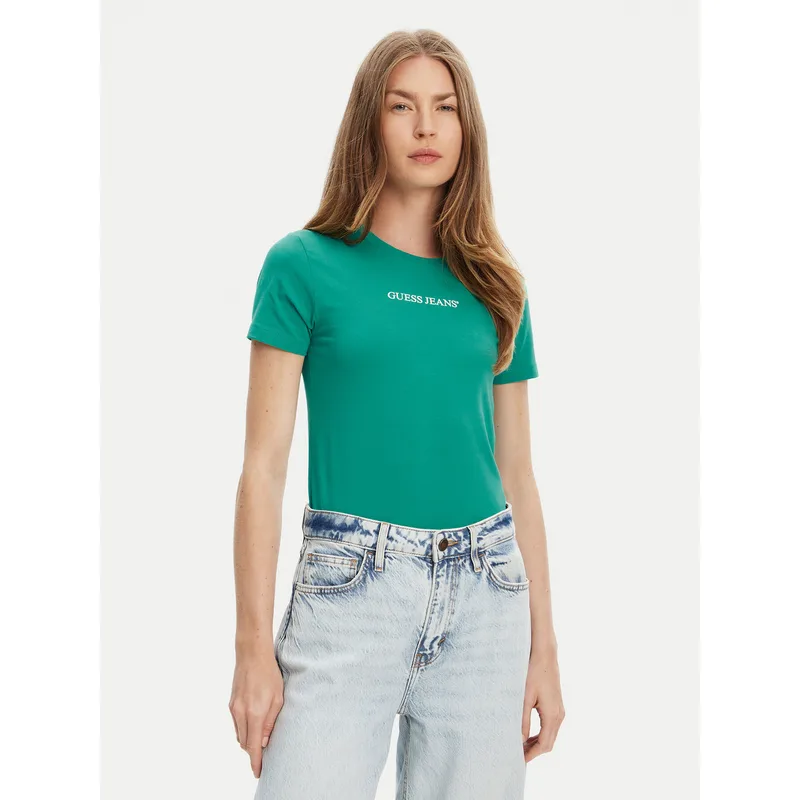 Guess Jeans T-Shirt W4YI01 J1314 Πράσινο Slim Fit