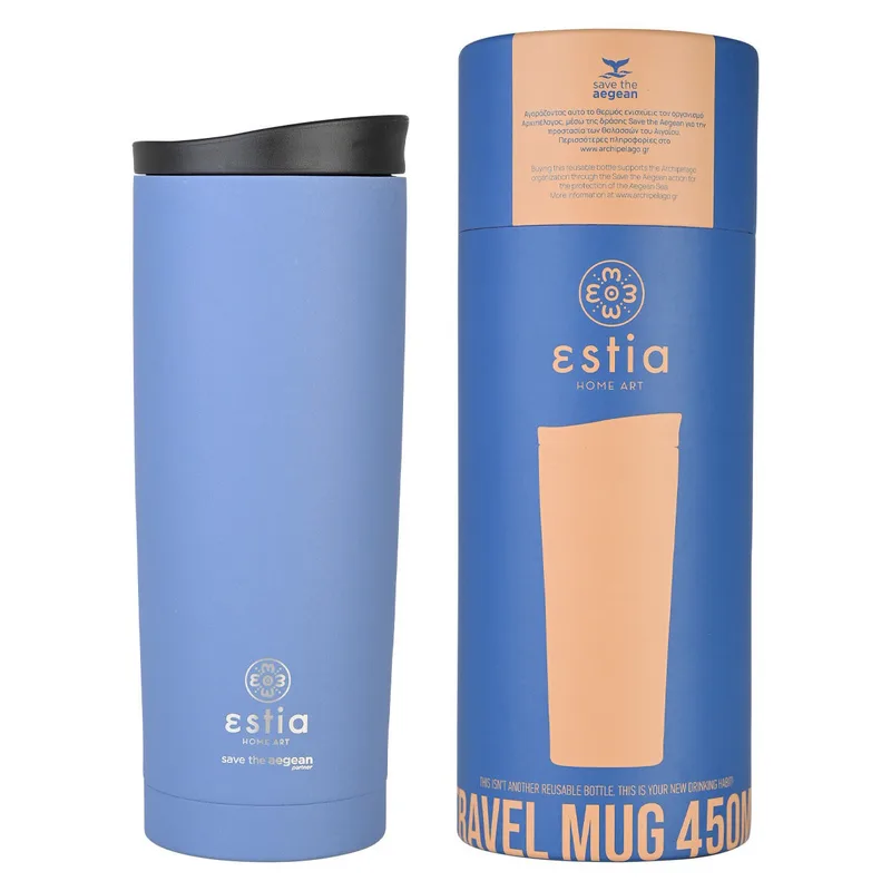 Ποτήρι Θερμός 450ml Estia Save The Aegean Travel Mug Denim Blue 01-20323