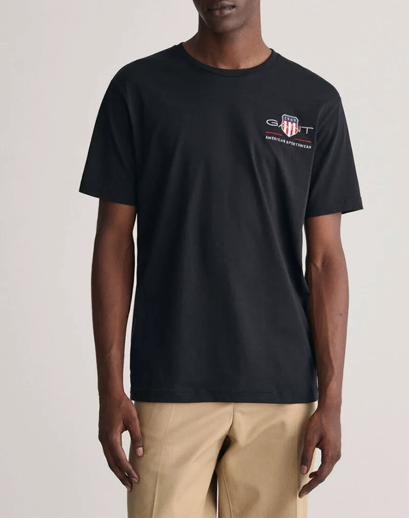 GANT ΜΠΛΟΥΖΑ ΚΜ REG ARCHIVE SHIELD EMB SS T-SHIRT 3G2067004-5 Black