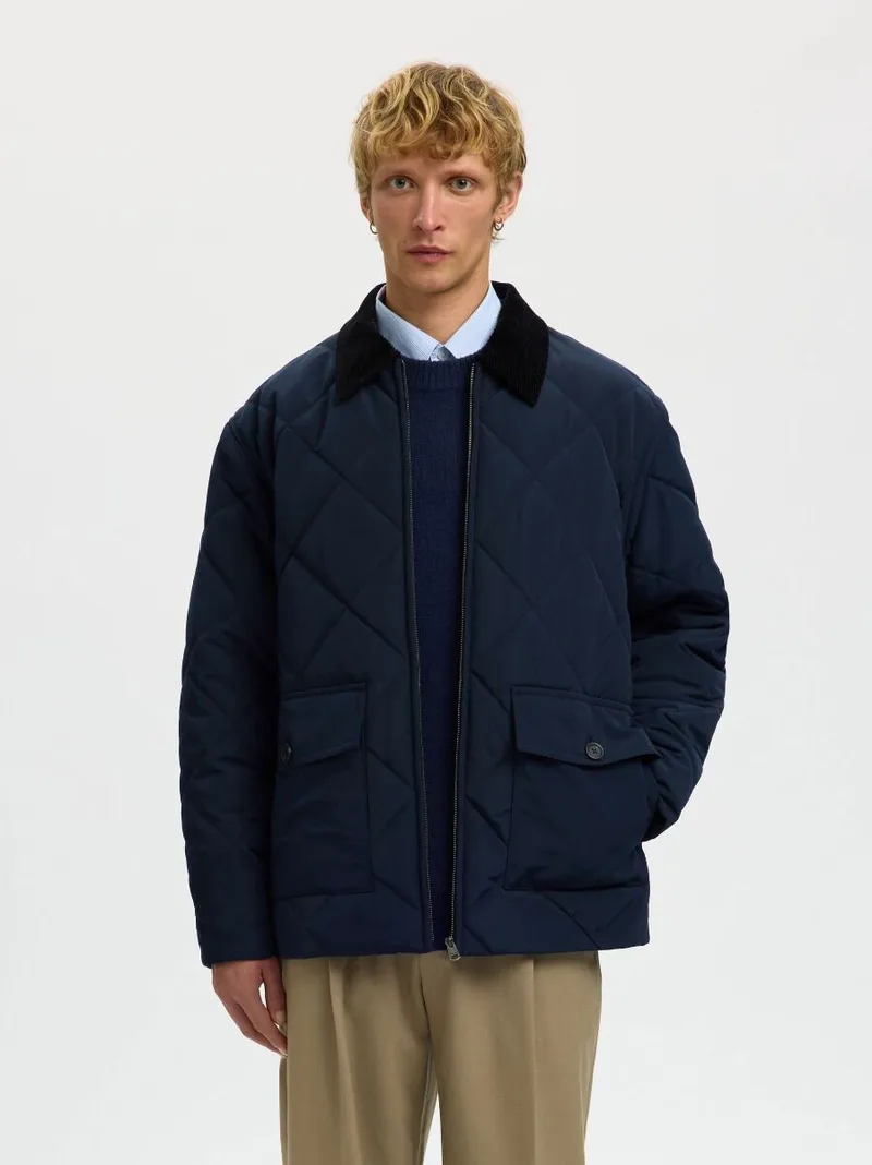Selected Carlos Ανδρικό Padded Quilted Jacket 16099913 Σκούρο Μπλέ