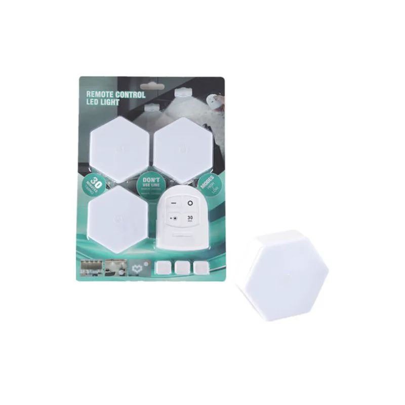 Διακοσμητικό Φωτιστικό Hexagon LED Μπαταρίας με Τηλεχειριστήριο 3τμχ. σε Λευκό Χρώμα