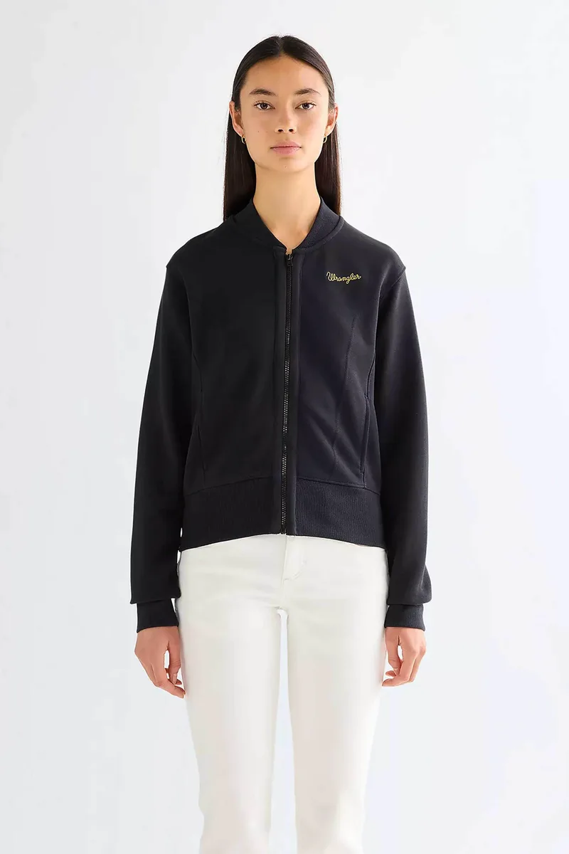 Wrangler® γυναικεία ζακέτα φούτερ με λογότυπο Regular Fit "Aviator" - 112378111 Μαύρο